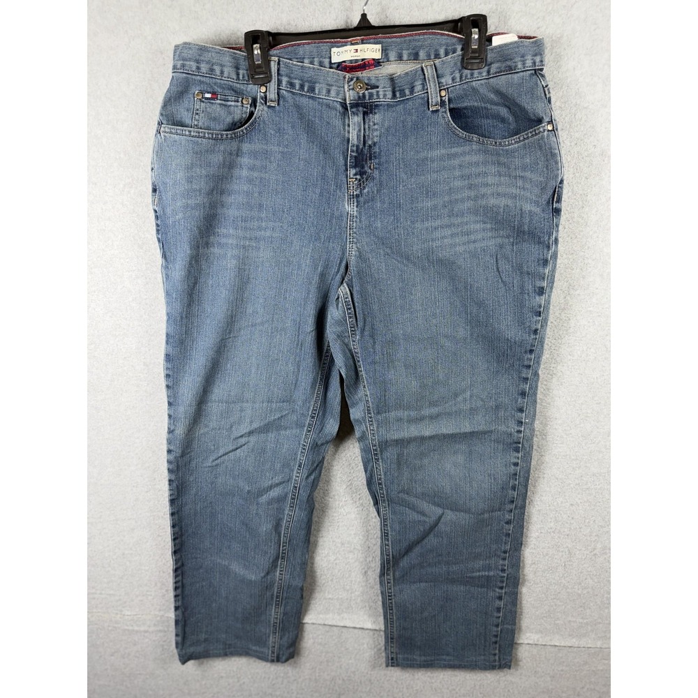 Vintage Tommy Hilfiger Jeans Womens 18 Blue Mid Rise Straight Denim Stretch Y2K